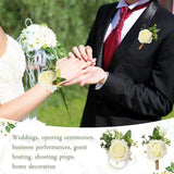 12 Pcs Rose Wrist Corsage Bracelets Wedding Bridal Wrist Artificial Flower Wristband Flower Hand Decor For Bride Bridesmaid Homecoming Prom Party Decor(White Elegant)