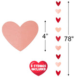 80 Heart Garland – Hanging Valentine'S Decorations With Red & Pink Hearts, Valentine'S Banner, 8 Strings, 6.5 Ft Each, Perfect Valentine'S Garland For Parties & Events