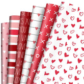 12 Sheet Valentine'S Day Wrapping Paper Heart Stripe Gift Wrap Paper Bulk Folded Flat Pink Red Craft Paper For Diy Crafts Wedding Anniversary Party Gift Packing Supplies, 19.7 X 27.6 Inch