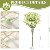 60Pcs Babys Breath Artificial Flowers, Baby Breath Flowers Artificial Bulk, Fake White Gypsophila Babies Breath Real Touch Flowers For Wedding Bouquet Floral Arrangement Party Home Decor
