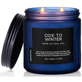 Ode To Winter 11.6Oz Natural Soy Wax Non Toxic Candle, Up To 70 Hours Burn Time Winter Scents, 2 Cotton Wick Jar Candle Home Scented Gift