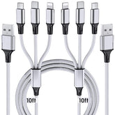 2 Pack 10FT 3 in 1 Multi Charging Cable USB C Micro USB Braided Universal Charger