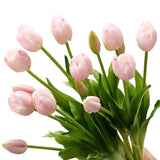 15Pcs Fake Tulips Artificial Flowers Real Touch Latex Bouquet Faux Tulips For Centerpiece Arrangements Wedding Party Home Décor (Light Pink)
