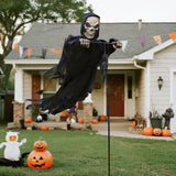 Outdoor Halloween Skeleton Decorations, 7.8Ft Flying Rotated Skull Reaper Ghost Scarecrow Decorations for Garden, Porch, Yard