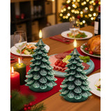 Christmas Tree Flameless Candles,10-Key Remote And Timer, Real Wax Battery Operated 3D Wick Led Flickering Candles Realistic Christmas Tree For Christmas Holiday Indoor Dinner Decor, 2 Packs