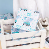 Reversible Baby Boy Wrapping Paper For Kids Boys - 17 Inch X 16.5 Feet - Blue Elephant Truck & Polka Dot - Cute Animals Patterns For Birthday Baby Shower New Baby Party Decoration