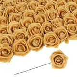 Foam Roses With Pearls 2.56In 50Pcs Gold Roses Artificial Flowers Bulk Foam Flowers With Stem For Wedding, Bridal Shower, Cake, Graduation And Home Decor(Gold)
