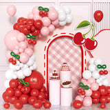 Cherry Balloon Garland Arch Kit, 134Pcs Pink And White Red Balloons Garland For Cherry Themed Birthday Princess Party Baby Shower Wedding Galentine'S Bridal Shower Party Decorations