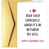 Funny Valentines Day Card For Him Her, Naughty Valentine'S Day Card For Husband Wife Fiance Bf Gf, Vday Card, I Love Your Face In Between My Legs