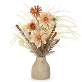 Faux Fall Pampas Grass With Vase, Fall Flowers Artificial For Decoration Arrangement Bouquet Plant In Ceramic Vase Fluffy Boho Home Decor Fake Pompass Pompous Grass Floral Autumn Decorations