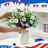8 Pcs 4Th Of July Artificial Flowers Red White And Blue Patriotic Flowers Picks Daisy Decoration Independence Day Fake Silk Wildflowers Bouquet For Table Home Vase Decor Memorial Day Party