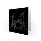 Drum Set Music Colourful Illustration Black Blank Greetings Birthday Card