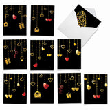 - 10 Boxed Valentine Note Cards With Envelopes - Loving, Heartfelt Assorted Greeting Cards For Valentine'S Day (4 X 5.12 Inch) - Hanging Hearts M5653Vdg-B1X10