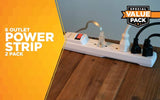 2 Pack Power Strip 6 Outlets 2.5FT Extension Cord White