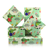 Green Wrapping Paper 6 Sheet,Crocodile Wrapping Paper Birthday,Happy Birthday Alligator Gift Wrap Paper For Crocodile Jungle Tropical Safari Animals Boys Kids Birthday Baby Shower Party