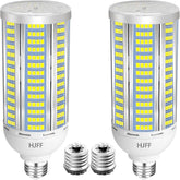 100W LED Corn Light Bulbs 2 Pack 15000 Lumens 5000K E26 E39 High Bay Warehouse Garage Lighting