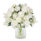Peonies Artificial Flowers, White Artificial Peonies, Silk Peonies Flowers Bouquet Faux Flowers Fake Floral Arrangements For Table Centerpiece Wedding Party Home Decor (White, 2Pcs)
