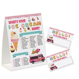 What'S Your Ice Cream Name Card Game, Baby Shower Games, 30 Name Stickers And 1 Sign, Birthday Game For Adult Parties(Ptmzg14)