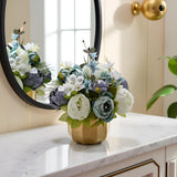 Artificial Flowers In Vase,Faux Hydrangea Rose Flower Arrangements For Home Office Decoration, Dining Table Centerpiece