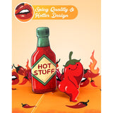 Hot Stuff Pop Up Cards For Men - 3D Funny Valentine'S Day Cards For Husband Boyfriend Him, Spicy Chilli Pepper, Funny Gifts For Birthday Anniversary All Occasion From Wife Girlfriend