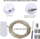 20 Pack Battery Operated Fairy Lights 6.6FT 20 LED White Firefly String Lights Silvery Copper Wire for Wedding Party Mason Jar Christmas Bedroom Decor
