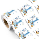Racing Car 1St Birthday Wrapping Paper Roll - Mini Roll - 17 Inch X 16.5 Feet - Blue Happy 1St Birthday Race Car Wrapping Paper For Baby Boy, Kids Party, Baby Shower