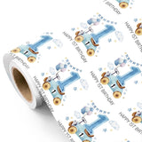 Racing Car 1St Birthday Wrapping Paper Roll - Mini Roll - 17 Inch X 16.5 Feet - Blue Happy 1St Birthday Race Car Wrapping Paper For Baby Boy, Kids Party, Baby Shower