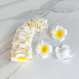 120Pcs 5Cm White Foam Hawaiian Frangipani Artificial Plumeria Flower Petals For Hair Clip, Hat, Cap, Bridal, Home, Wedding, Beach, Party Decorations