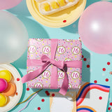 16Th Birthday Wrapping Paper Roll, Pink Happy 16Th Birthday With Heart Gift Wrap For For Age16 Teens, Kids, Girls, Friends, Mini Roll, 17 Inches X 16.4 Feet, 16 Years Old