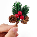 30Pcs Christmas Floral Picks, Pine Cone Holly Berry Stems For Crafts, Artificial Christmas Picks And Sprays, Red Berry Branches Greenery For Christmas Home Decor, Garland, Wreath