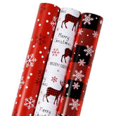 Christmas Wrapping Paper Roll - Red White Black Buffalo Plaid Gift Wrapping Paper For Xmas,Birthday,Seasonal Winter Holiday Party - 3 Mini Roll -17In X 120In Per Roll(42.3 Sqft)
