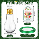 36 Set Christmas Candy Containers Fillable Light Bulb Ornaments 100 Ml Clear Plastic Candy Containers Reusable Candy Jars With Happy Holiday Cards Christmas Gifts Bulk For Xmas Party Crafts