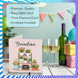 Grandma Birthday Card - Flowers With Love - Happy Birthday Card For Grandma From Grandson Granddaughter, 5.7 Inch Floral Bday Greeting Cards
