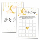Baby Shower Party Games, Baby Bingo Minimal Baby Shower Game, 25 Moon And Stars Gender Reveal Party Games Cards (5" X 7"), Over The Moon Baby Shower Supplies Decorations -07