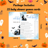 Hilarious Baby Shower Games, 25 Sets Halloween Oh Baby True Or False + Answer Card, Blue Witch Gender Reveal Game Cards For Party Announcement Supplies - B06