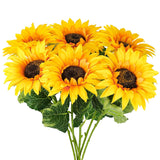 Artificial Sunflower Bouquet, 6 Packs 25.5Inch Long Stems Yellow Silk Flowers For Home Wedding Fall Decorations