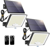 2 Pack 172 LED Solar Motion Sensor Lights IP65 Waterproof Split Security Lights with Remote
