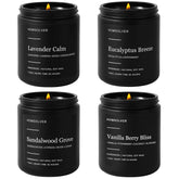 Set Of 4 Scented Candles For Home Decor, Candle Gifts For Dad Men Him, 200Hours Burn Tine, Vanilla, Lavender, Sandalwood, Eucalyptus Scented With Black Jar