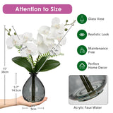 White Orchids Artificial Flowers, Faux Orchid In Glass Vase Real Touch Small Phalaenopsis Orchid Flowers Arrangements With Black Vase Orchids Centerpiece For Dining Room Table