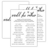 Would She Rather Bridal Shower Games, Minimalist Engagement Party Game Cards, Bachelorette Party Games, Aesthetic Bridal Shower Decorations, 25 Cards(White008)