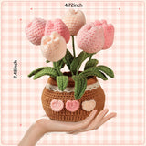 Completed Hand-Crocheted Tulip Potted Plant With Premium Gift Box, Unique Hand-Crafted Gift For Home And Office Desk Decor, Perfect For Girlfriend, Wife, Moms, Lover And You (Pink)