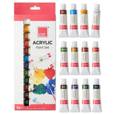 12Pc Acrylic Paint Tubes -12 Ml Of Vivid Colors For Students & Professionals