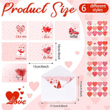 150 Sets Valentine'S Day Cards Bulk With Envelopes 16 Sheets Stickers 4 X 6'' Foldable Love Heart Blank Valentine Greeting Cards Pink For Women Adults Happy Valentines Gift Wedding Anniversary