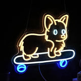 Corgi Dog Neon Sign LED USB Dimmable Wall Light 13 x 16.9 Inch for Kids Room Pet Shop Party Decor