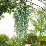 Artificial Hanging Flowers, 9Pcs Fake Eucalyptus Vine Faux Flower Greenery Garland Plastic Plants For Indoor Outdoor Wall Garden Wedding Home Party Decor