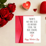 Funny Valentine’S Day Card For Wife Girlfriend, Naughty Valentine’S Day Card With Red Envelope And Sticker For Husband Boyfriend, There'S No One Else I'D Rather Steal The Bed Covers From