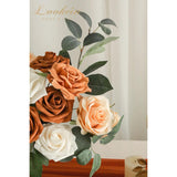 Artificial Flowers Box Set 5 Style Flowers For Diy Wedding Decoration Bouquet Table Centerpieces Aisle Arch Flower Decoration Bridal Shower Party Home Decor, Charming Terracotta