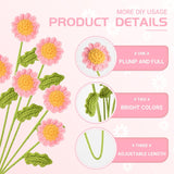 6Pcs Crochet Daisy Flower 16.5Inch Knitted Handmade Daisy Flowers Cotton Knitted Flowers For Indoor Outdoor Home Kitchen Office Table Garden Decorations (Pink)