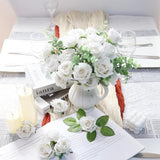 25Pcs Roses Artificial Flowers 2.75In Fake White Rose Heads Real Looking Velvet Rose Flowers For Vase Table Centerpiece Home Wedding Party Garden Decoration(White)