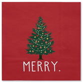 50Pcs Christmas Napkins - Tree And Merry 3-Ply Disposable Paper Luncheon For Party Supplies Tableware - 6.5 X 6.5 In
